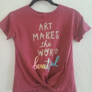 Burgundy Graphic Tee with Inspirational Art Text